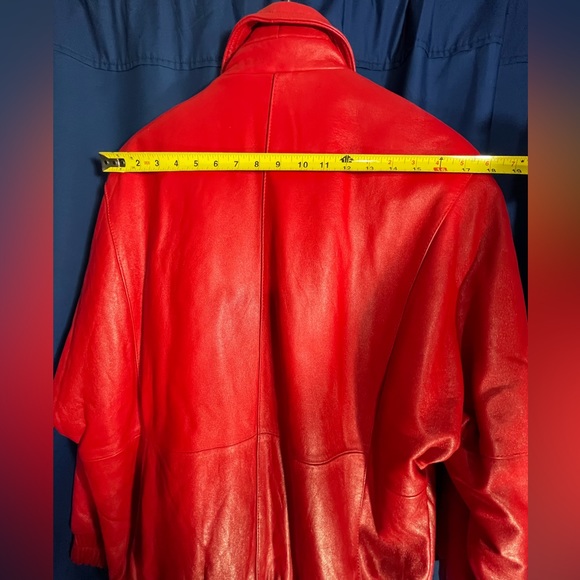 Red Georgetown Leather Design Vintage Bomber Style Leather Jacket-Men’s Small - Picture 5 of 12